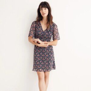 Madewell Orchard Flutter-Sleeve Dress in Fan Floral Mix 4